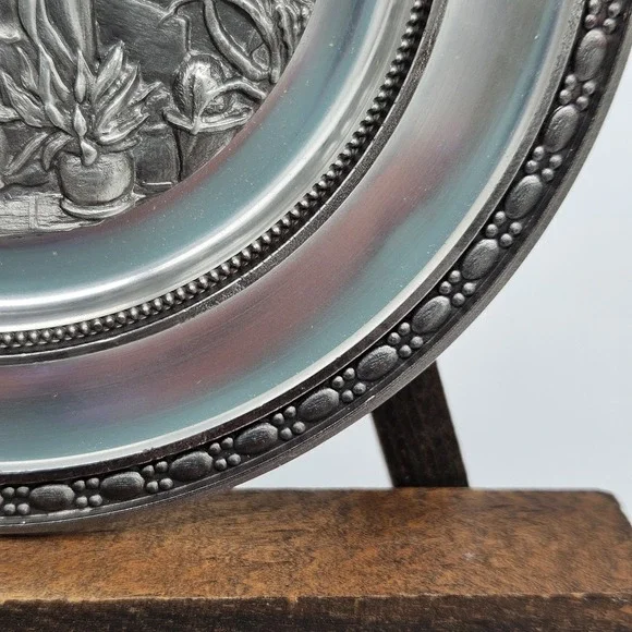 Vtg German Pewter (94% Zinc) Plate Adolf Griebjaber Depucting The Poor Poet - Picture 5 of 11